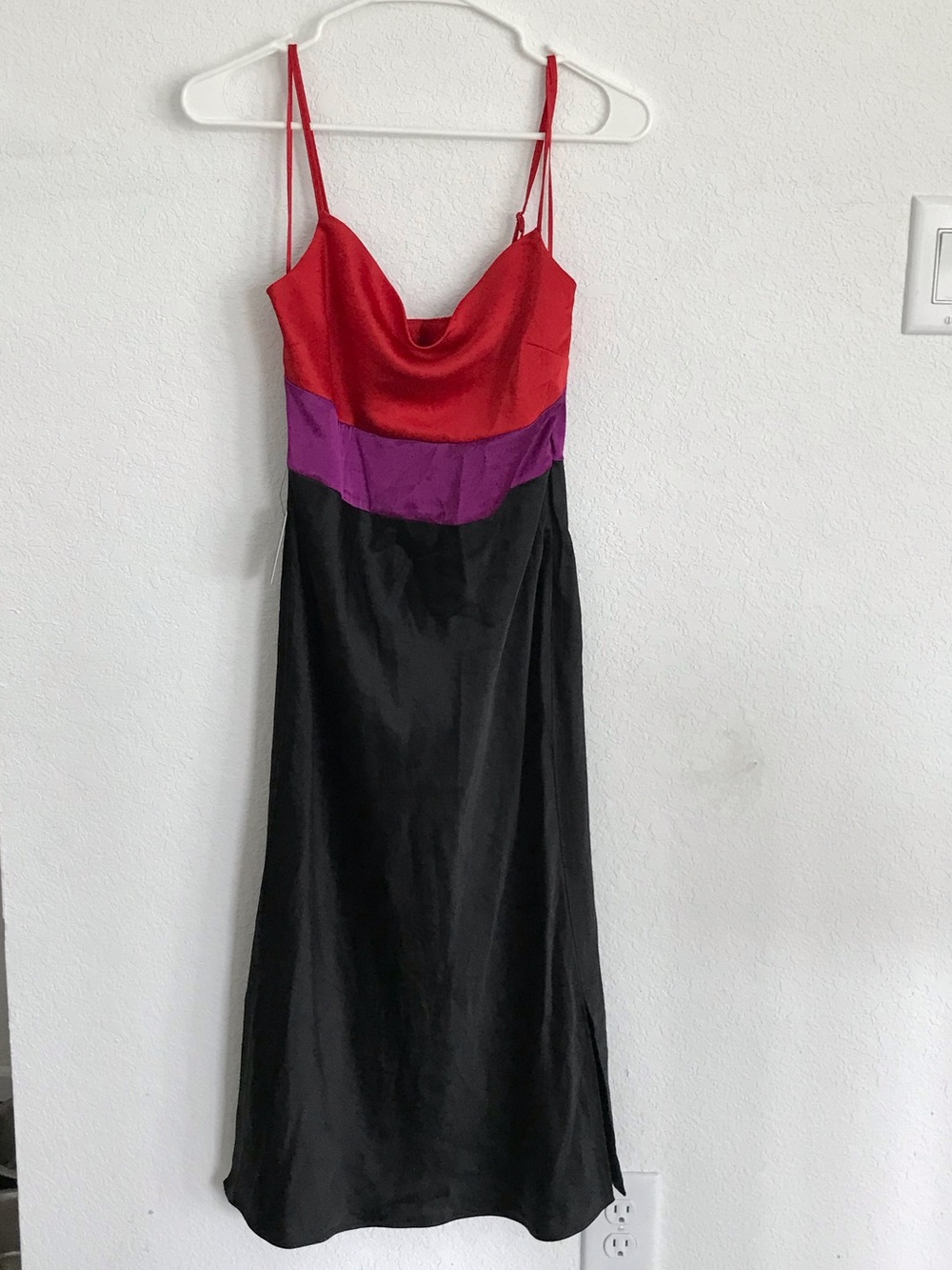 Express Red, Purple & Black Slip Midi Dress